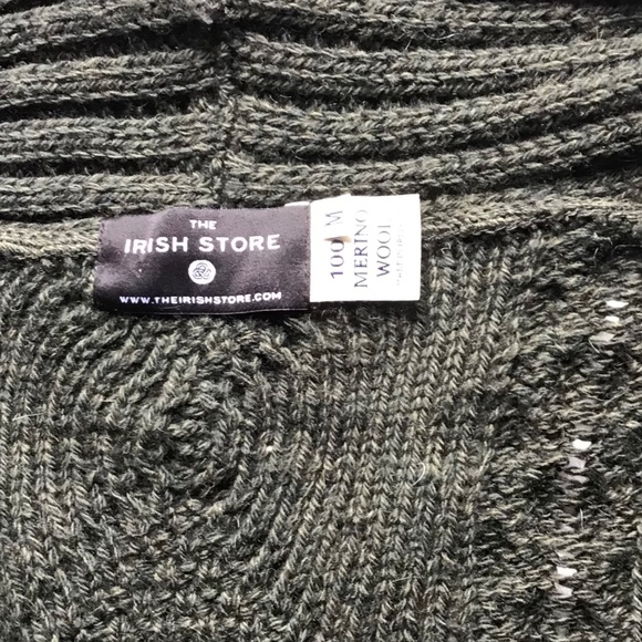 Men’s Heritage Aran Shawl Collar Button Cardigan olive green made Ireland 🇮🇪 - Picture 13 of 14